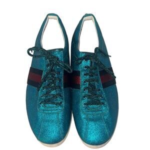 Gucci Aqua Glitter Studded Men’s Sneakers Size 12